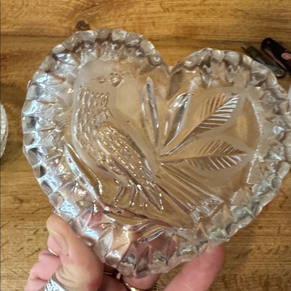 VTG Lead Crystal Glass Fostoria Candy dish Virginia pat. 1467 crystal bird dish - Picture 6 of 6